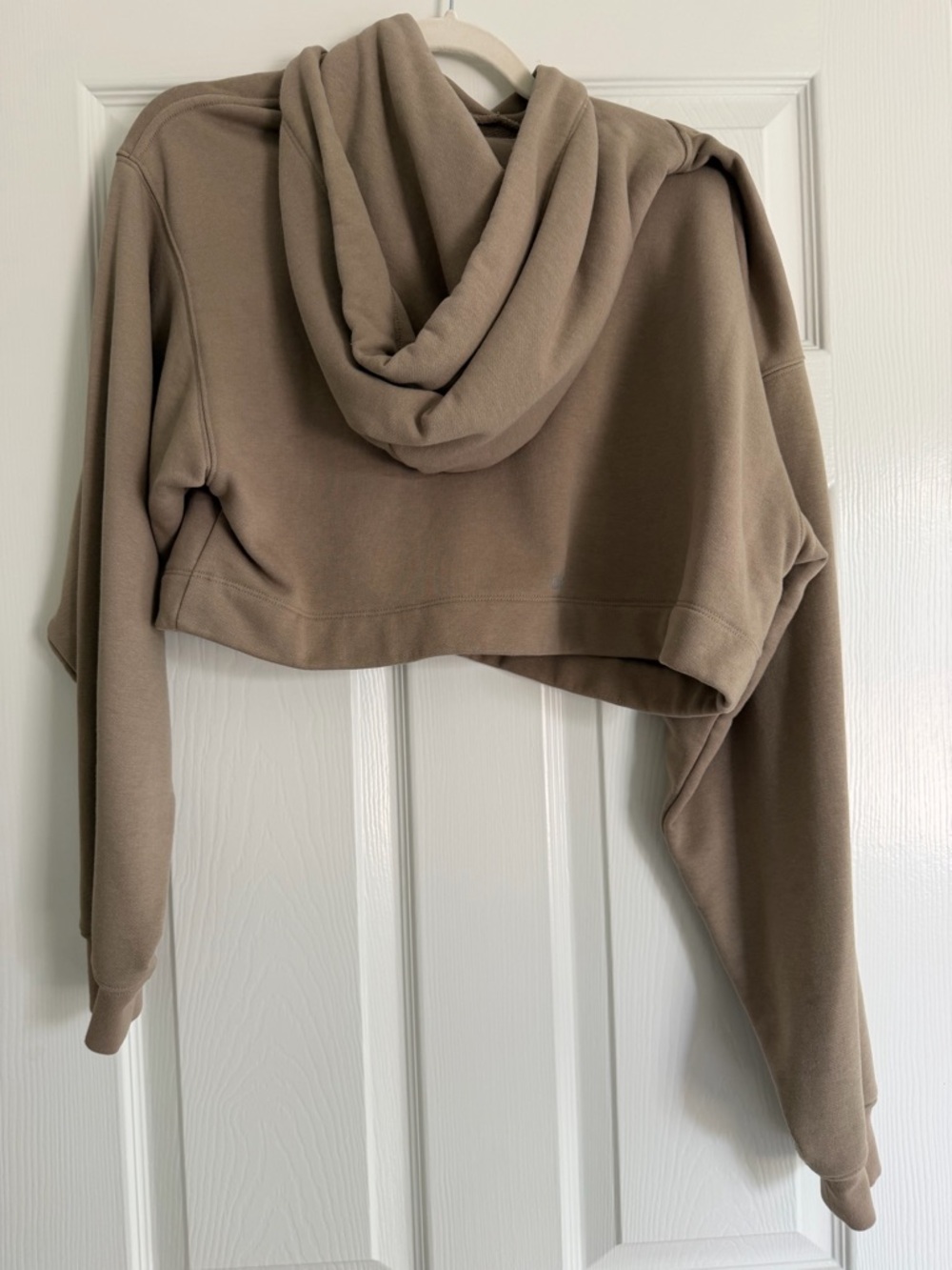 Alo Cropped Hooded Sweatshirt - Taupe - Picture 2 of 4